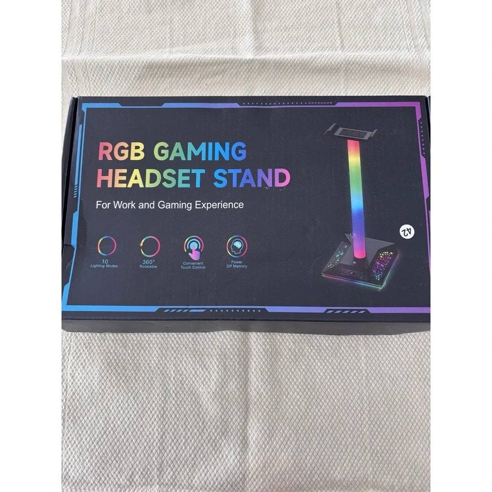 Gaming Headphone Stand PC Accessories - RGB Headset Stand with 2 USB Charger3416